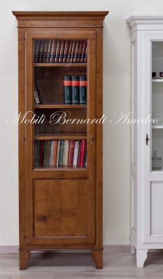Vetrina libreria realizzata in legno massello di noce ad 1 anta